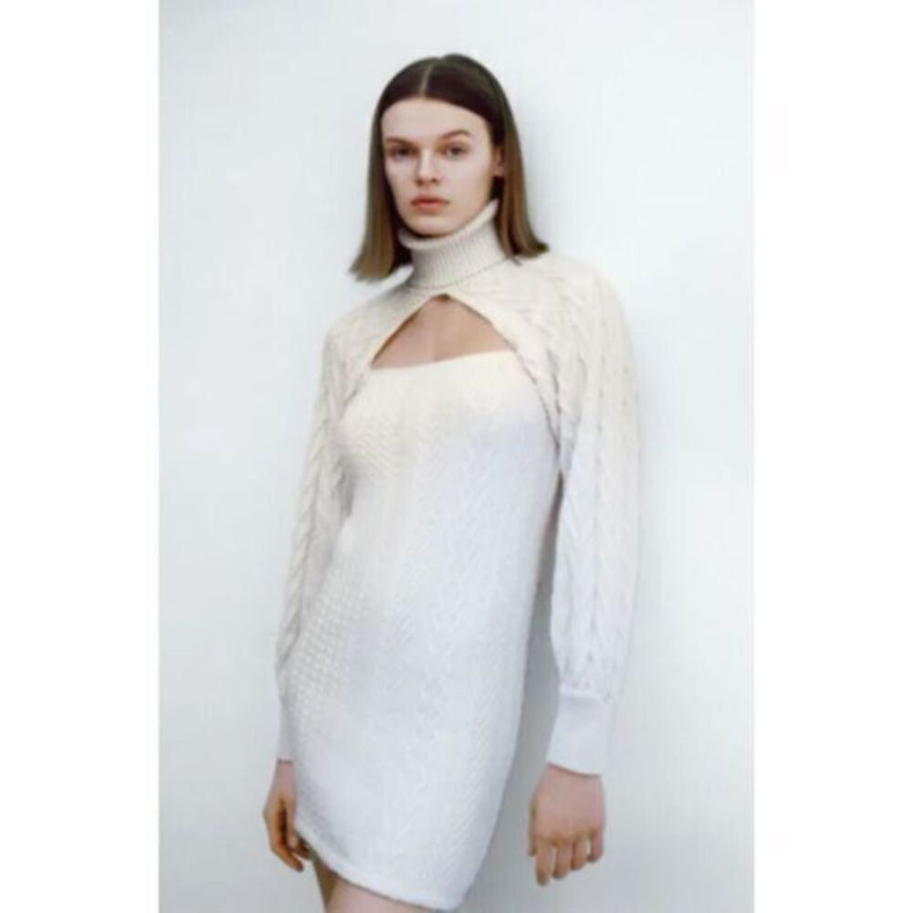 ZARA Cable-Knit Ecru Arm Warmers MEDIUM